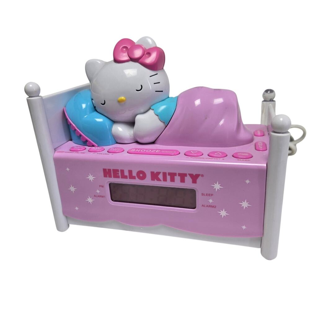 Hello Kitty Sleeping Kitty Alarm Clock Radio Nightlight Kt2052 Tested Working